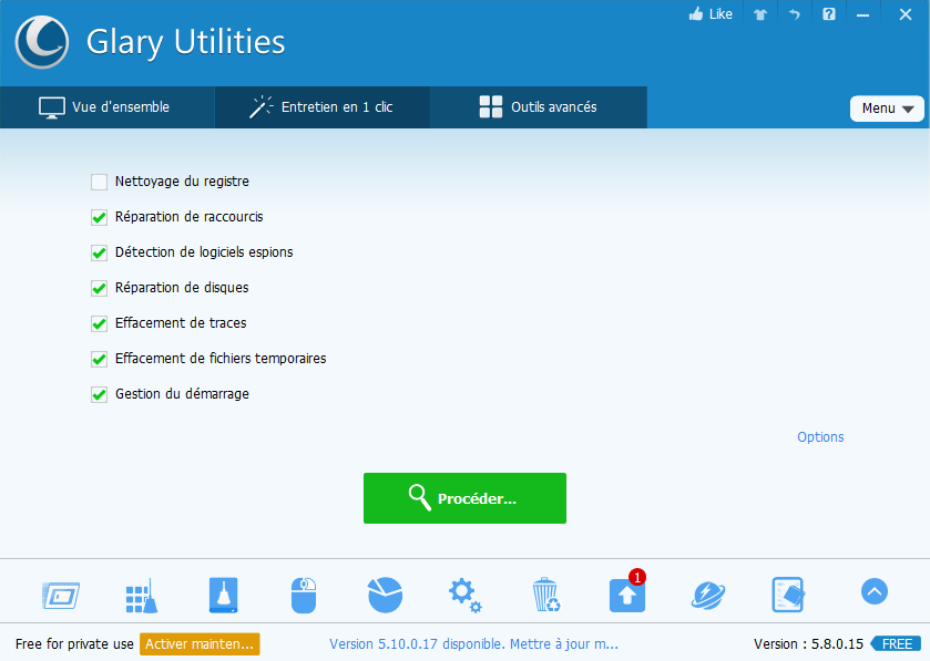 Capture d'écran Glary Utilities