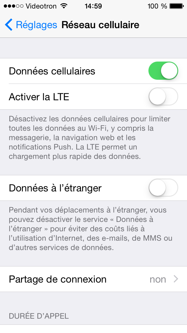 Désactiver données étranger IPhone 5